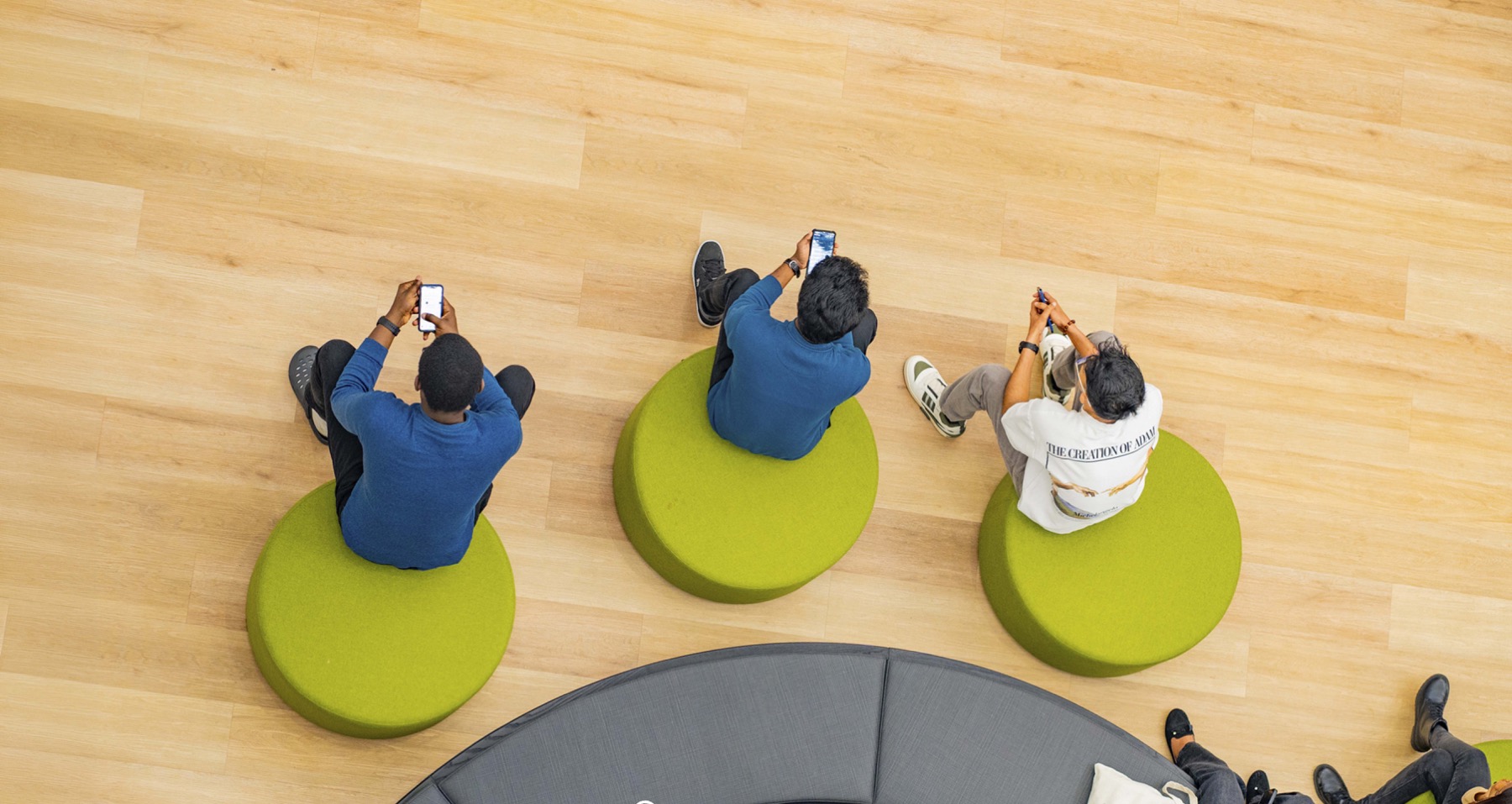 An overhead perspective of people at an event